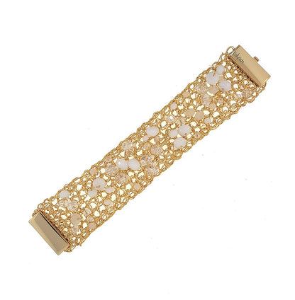 Bracelete de Crochê Ponto de Luz Fina Off White
