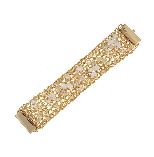Bracelete de Crochê Ponto de Luz Fina Off White