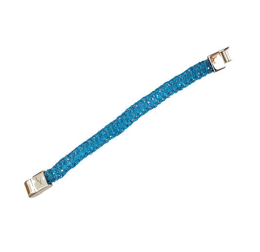 Bracelete de Crochê Narrow Azul Neon Cristal