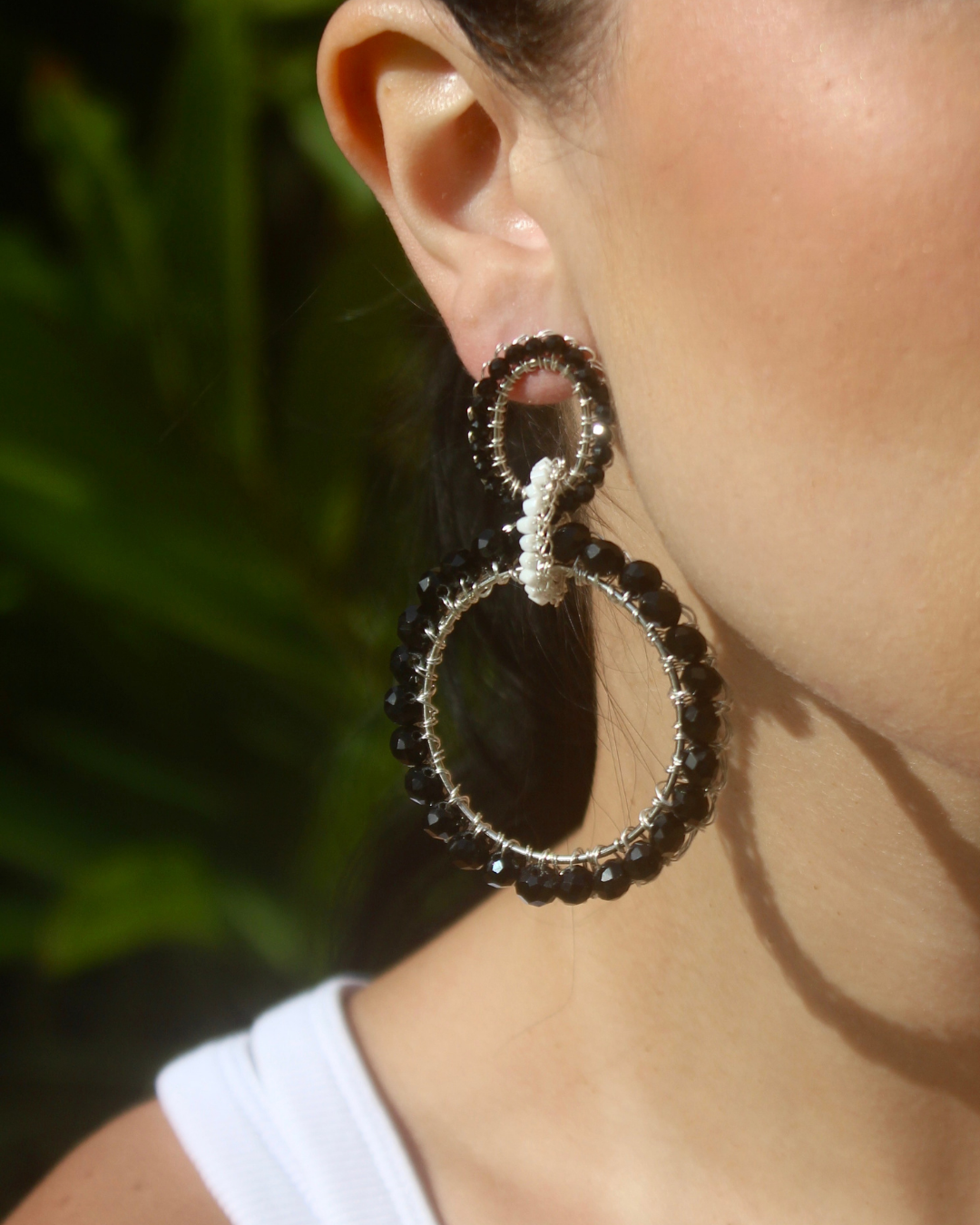 Brinco de Crochê Lola Maxi Black and White