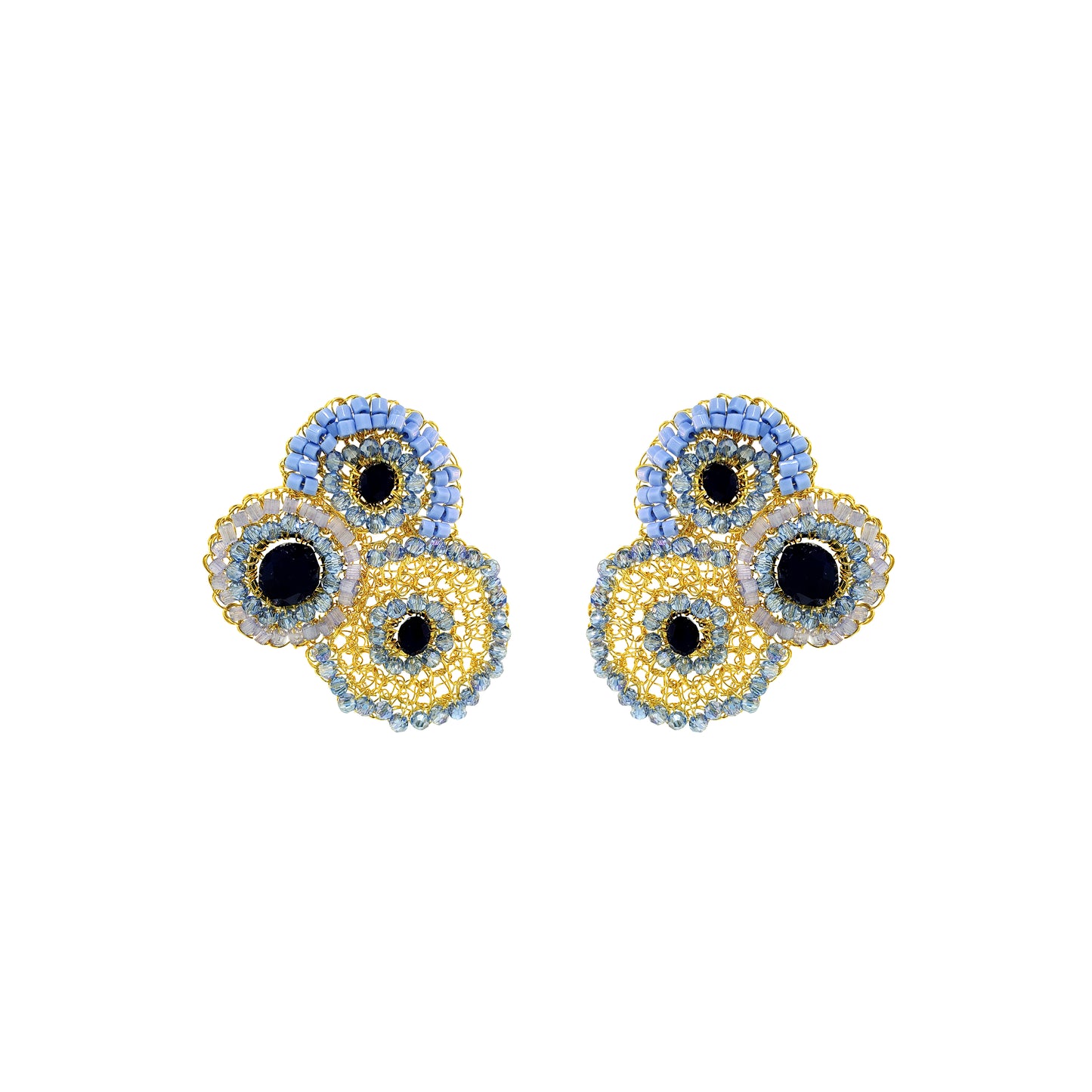 Brinco de Crochê Minerva Maxi Post Sky Blue