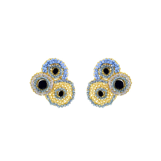 Brinco de Crochê Minerva Maxi Post Sky Blue