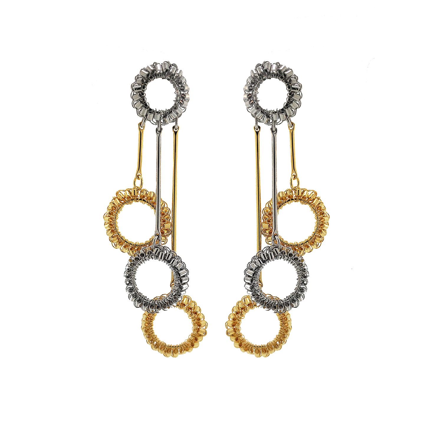 Brinco de Crochê Tri Argolas Duo Gold