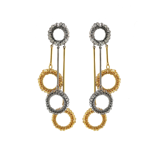 Brinco de Crochê Tri Argolas Duo Gold