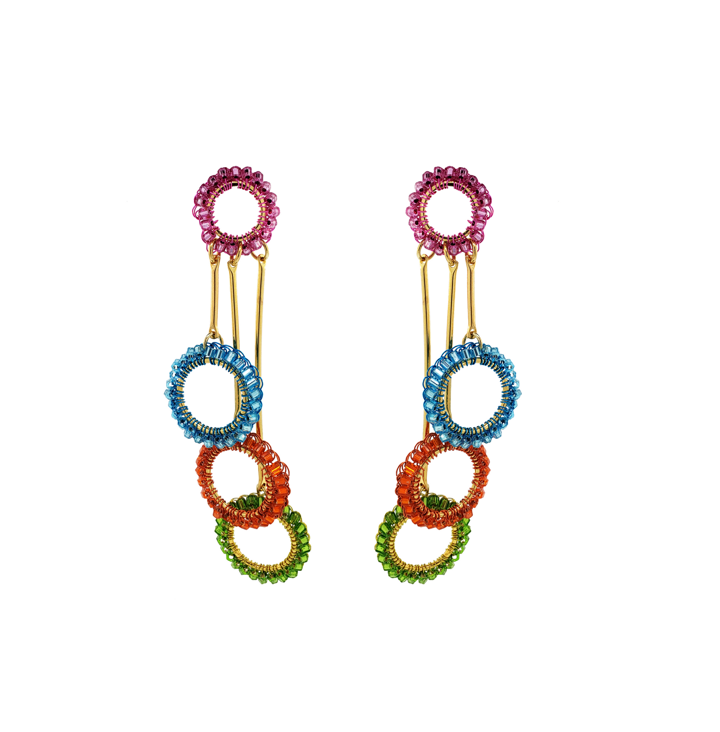 Brinco de Crochê Tri Argolas Confetti Collection
