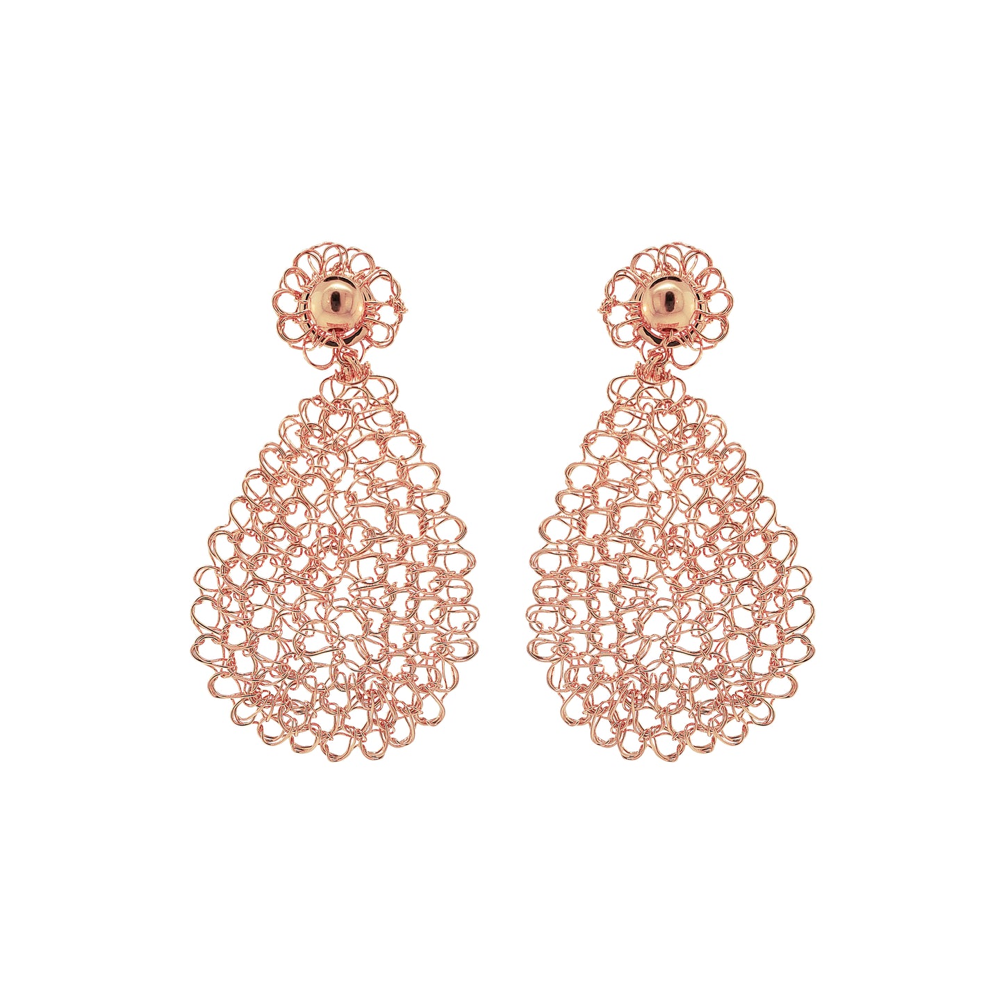 Brinco de Crochê Gota Pequena Rosê