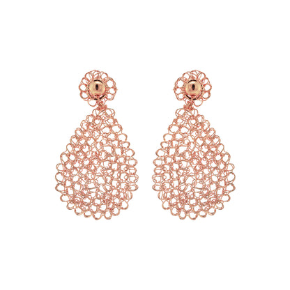 Brinco de Crochê Gota Pequena Rosê