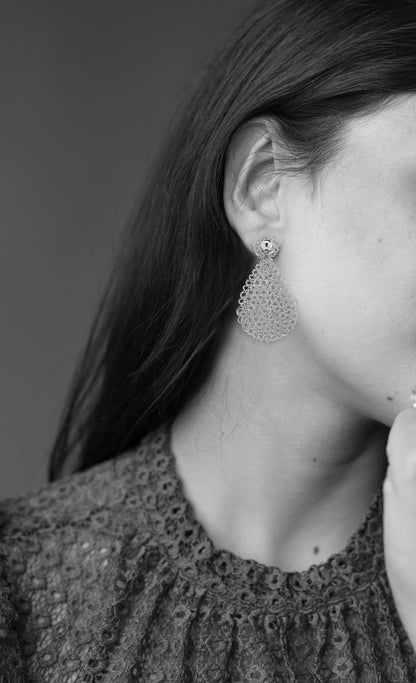 Brinco de Crochê Gota Pequena Rosê