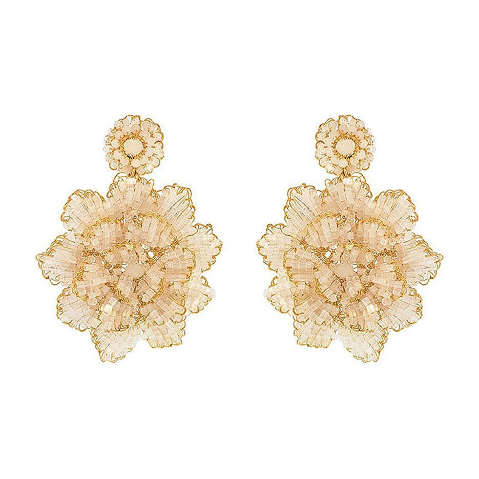 Brinco de Crochê Flor Cristal