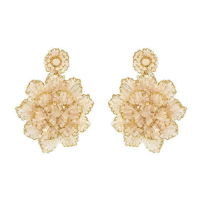 Brinco de Crochê Flor Cristal