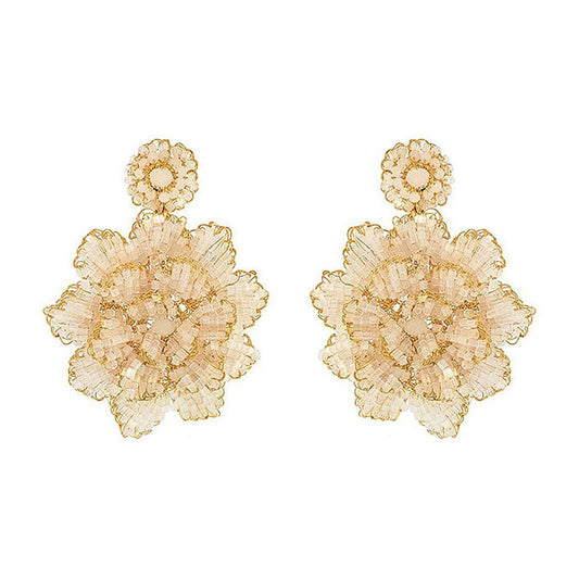 Brinco de Crochê Flor Cristal