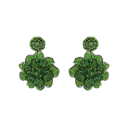 Brinco de Crochê Flor Grande Verde