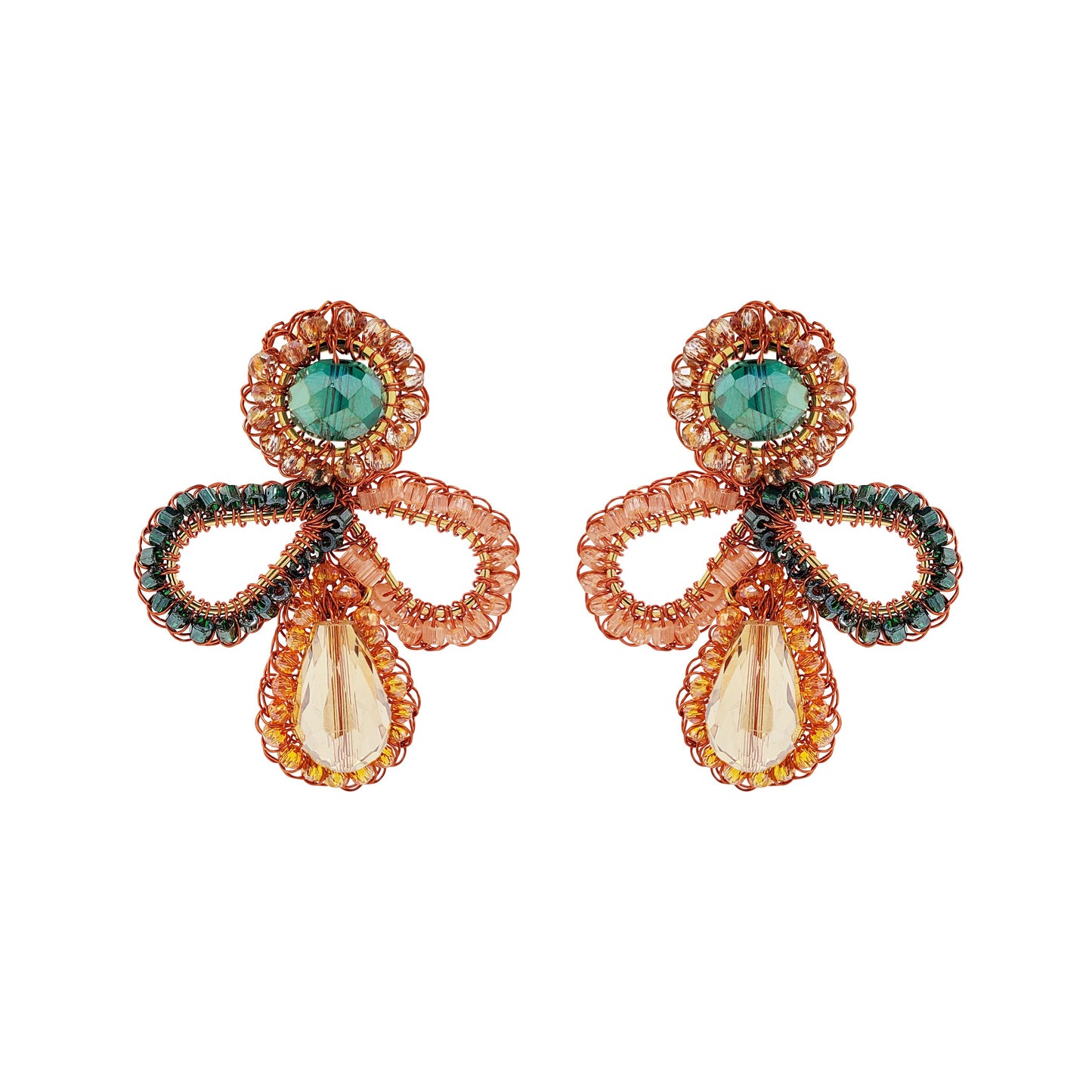 Brinco de Crochê Libélula Laranja Mystic Forest