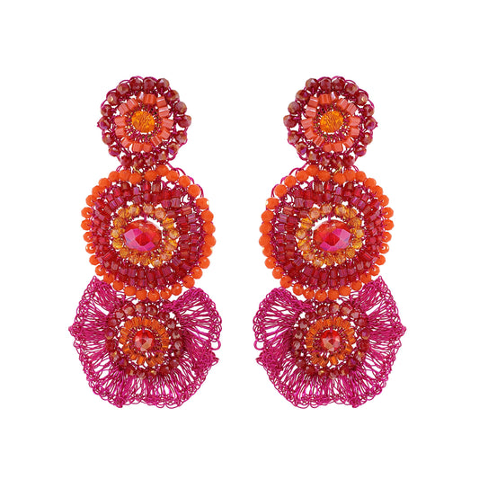 Brinco de Crochê Lia Cascade Aurora Rosa