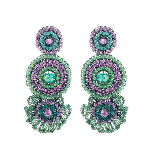 Brinco de Crochê Lia Cascade Aurora Lilás e Verde