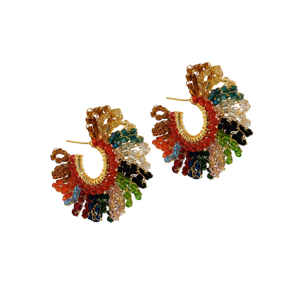 Brinco de Crochê Argola de Frufru Mix Colorido