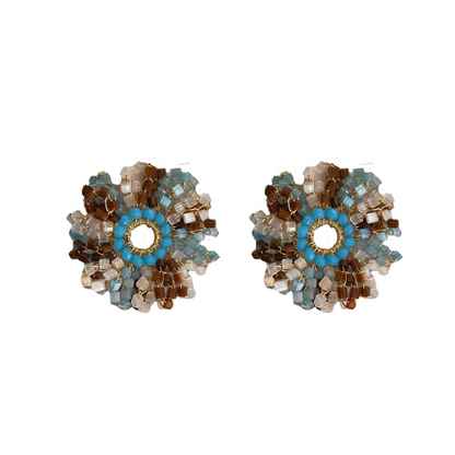 Brinco de Crochê Flor Frufru Azul Sale