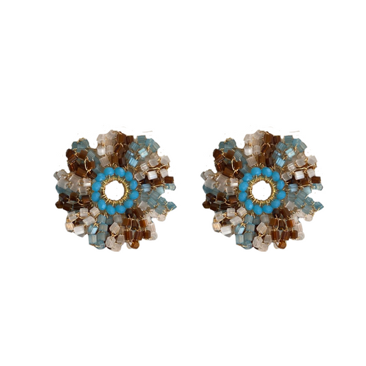 Brinco de Crochê Flor Frufru Azul Sale