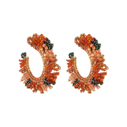 Brinco de Crochê Argola Frufru Max Laranja Mystic Forest