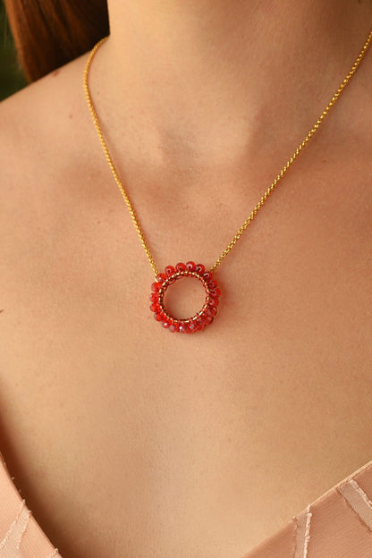 Colar de Crochê Esfera Vermelho