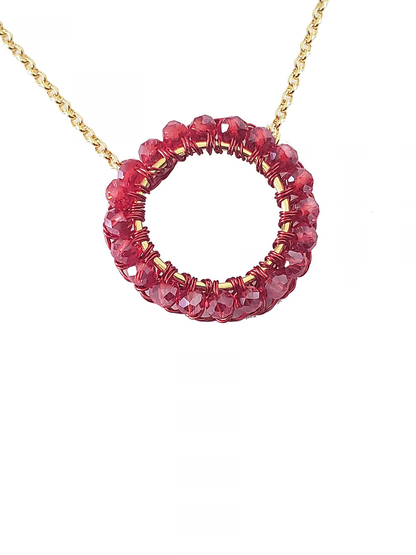 Colar de Crochê Esfera Vermelho