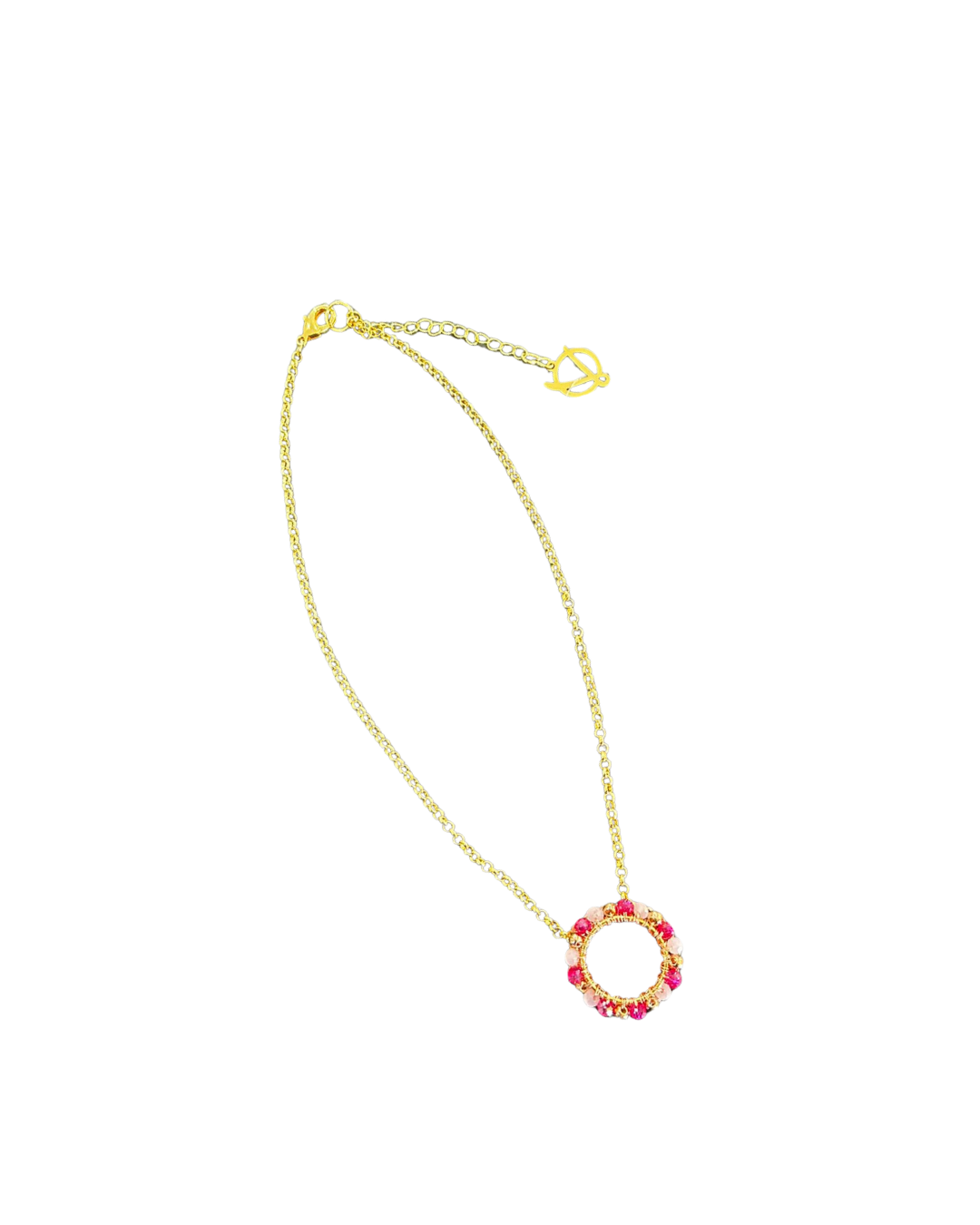 Colar de Crochê Esfera Rosa Mesclado