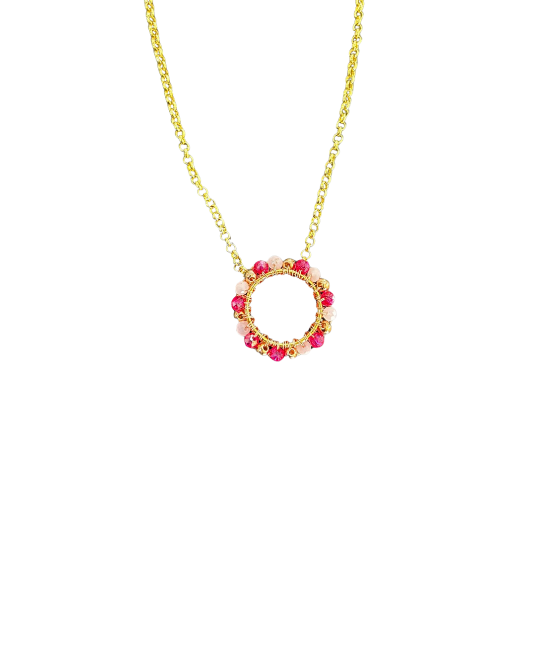 Colar de Crochê Esfera Rosa Mesclado