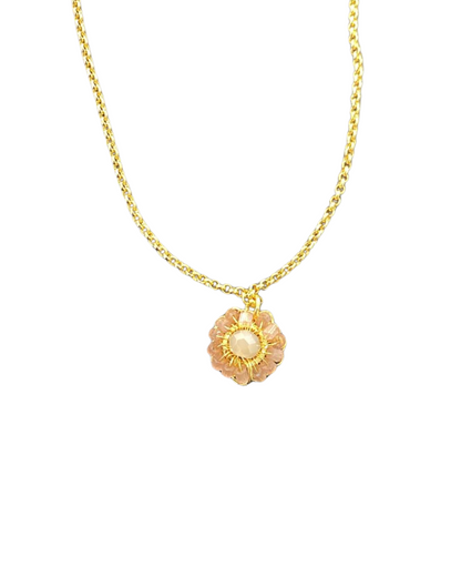Colar de Crochê Flor Mini Rosé