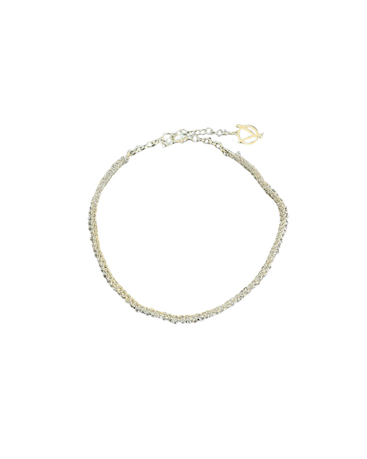 Colar de Crochê Choker Prata Transparente
