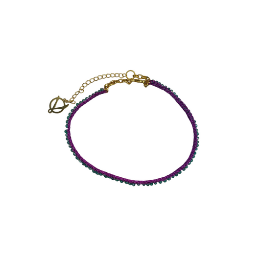 Colar de Crochê Choker Verde e Roxo Sale