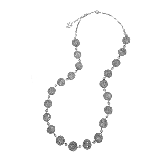Colar de Crochê Long Delux Prata