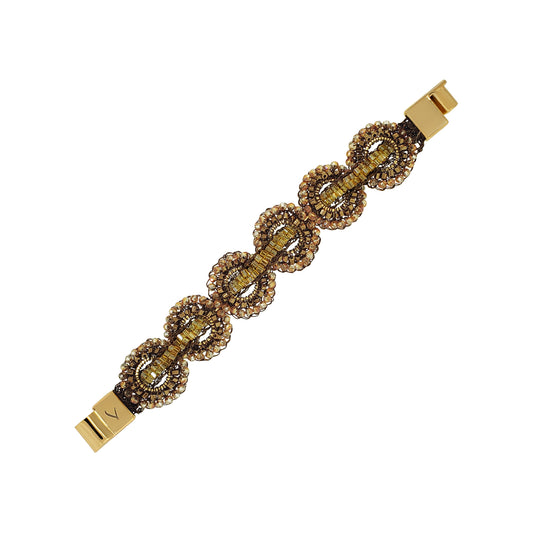 Bracelete de Crochê Entrelaçado Infinite Love - Sépia