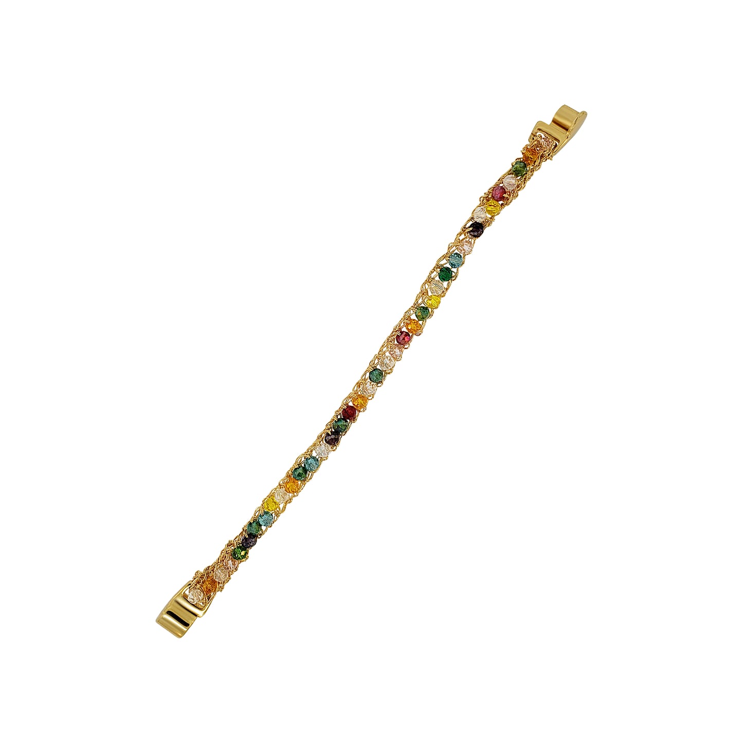 Bracelete de Crochê Narrow Cristal Colorido