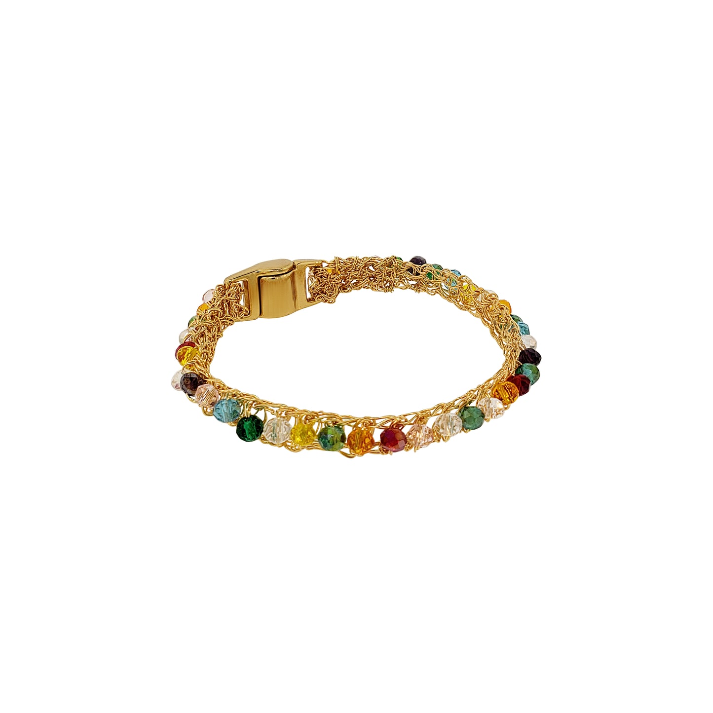 Bracelete de Crochê Narrow Cristal Colorido