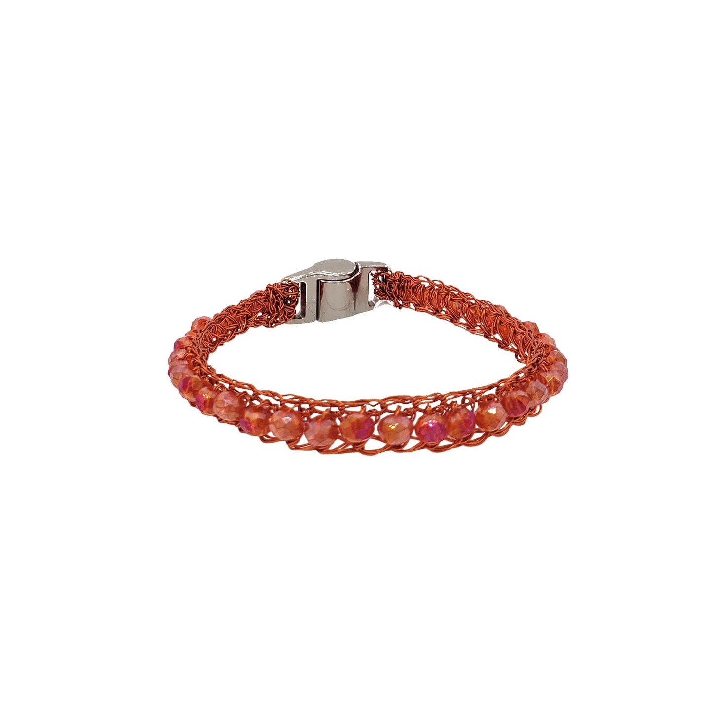 Bracelete de Crochê Narrow Neon Vibe Coral
