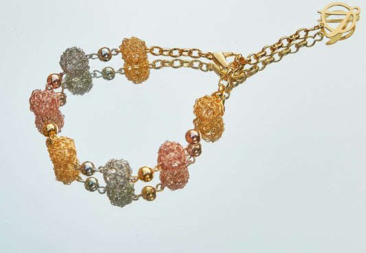 Bracelete de Crochê Delux Trio Gold