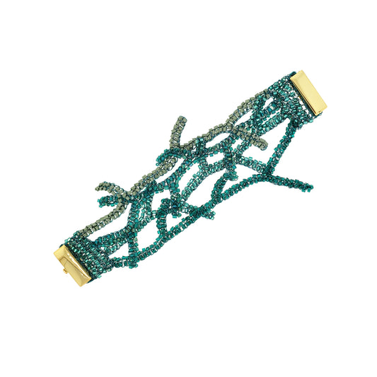 Bracelete de Crochê Coral Teal
