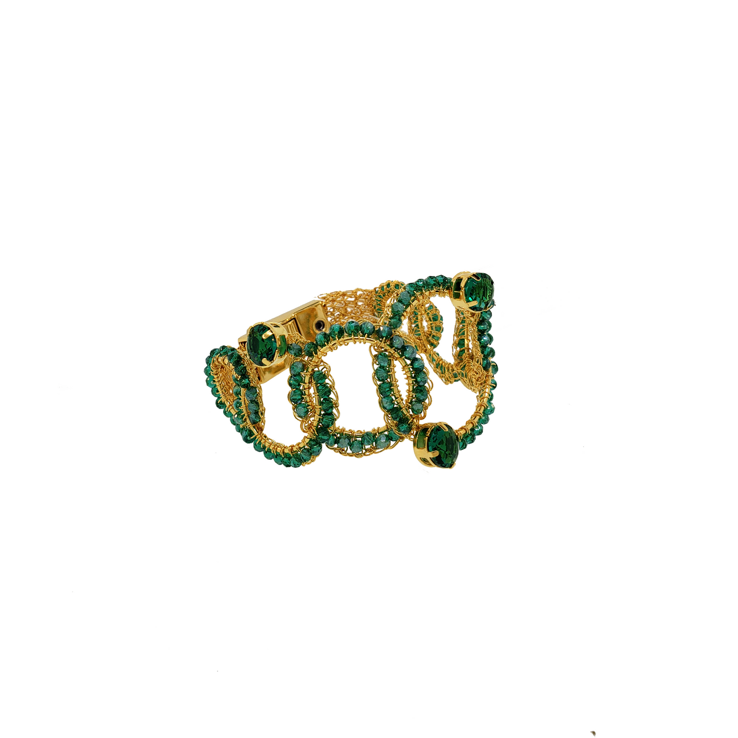 Bracelete Prisma Argolas Vazadas Esmeralda