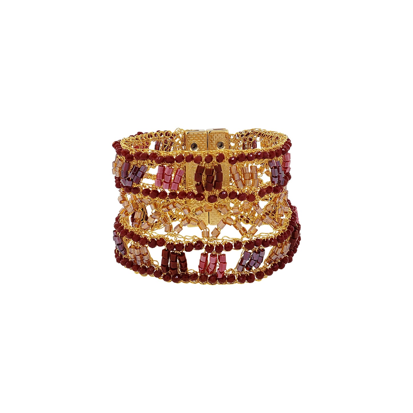 Bracelete de Crochê Guaiuvira Vermelho Mystic Forest