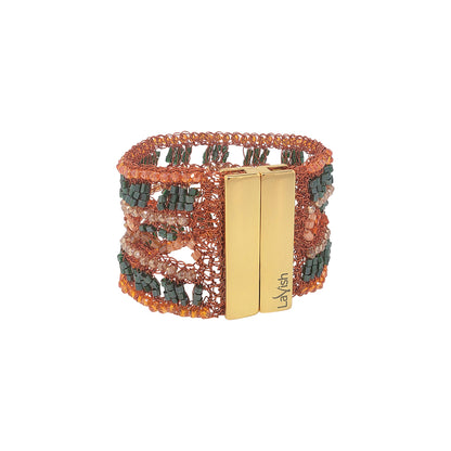 Bracelete de Crochê Guaiuvira Laranja Mystic Forest