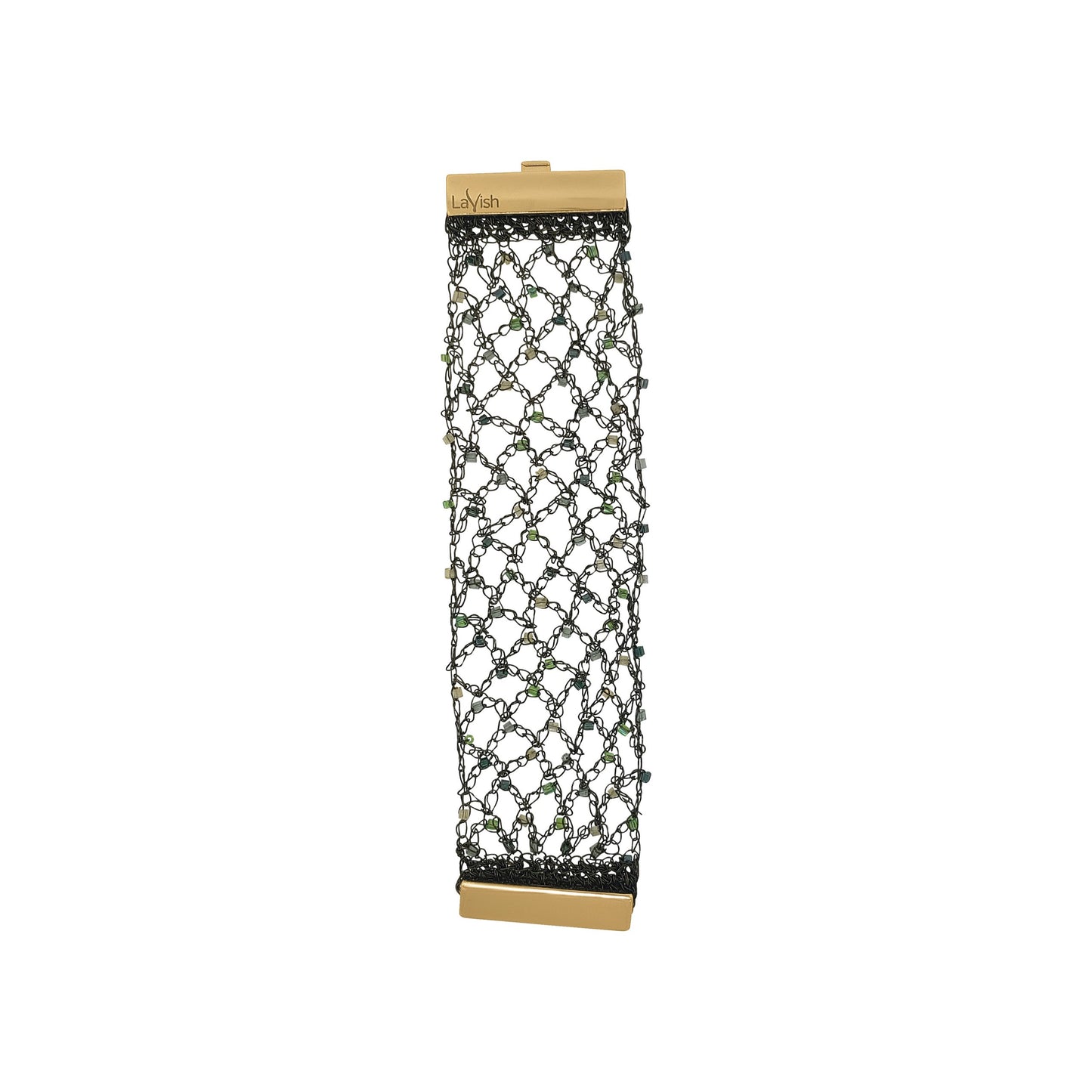 Bracelete de Crochê Rede com Cristais Verde Mystic Forest
