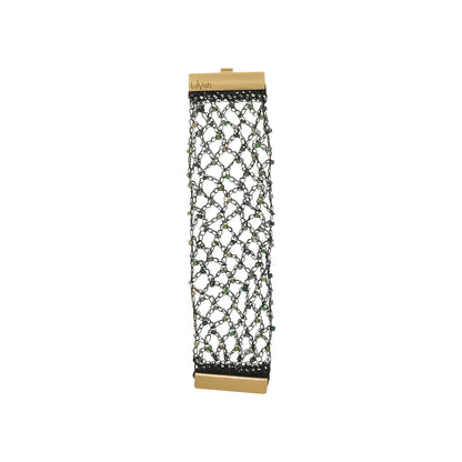 Bracelete de Crochê Rede com Cristais Verde Mystic Forest