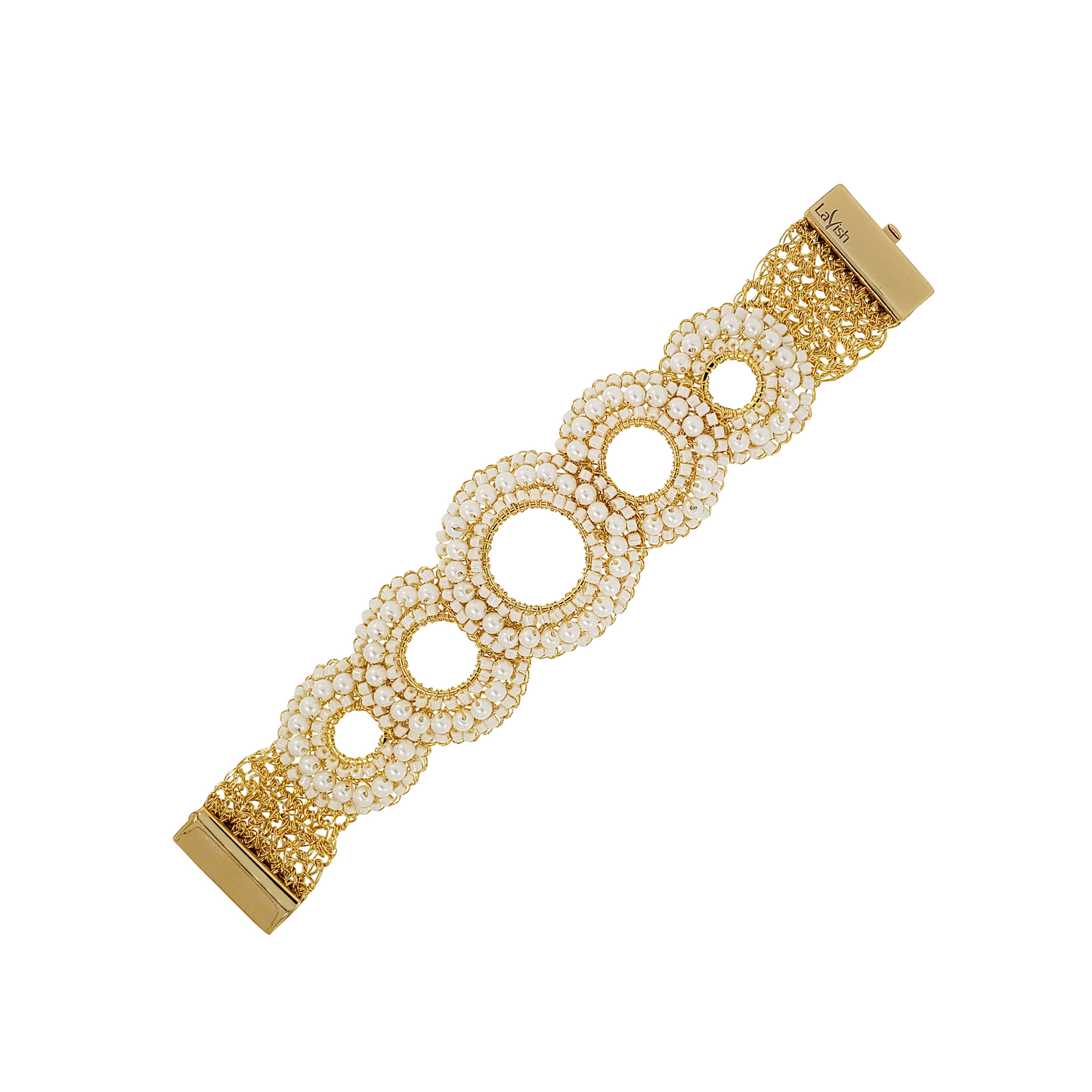 Bracelete de Crochê Trio Argolas Pérola Essence