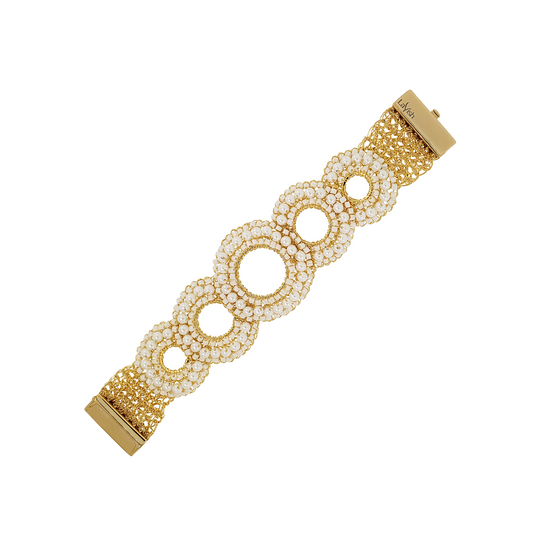 Bracelete de Crochê Trio Argolas Pérola Essence
