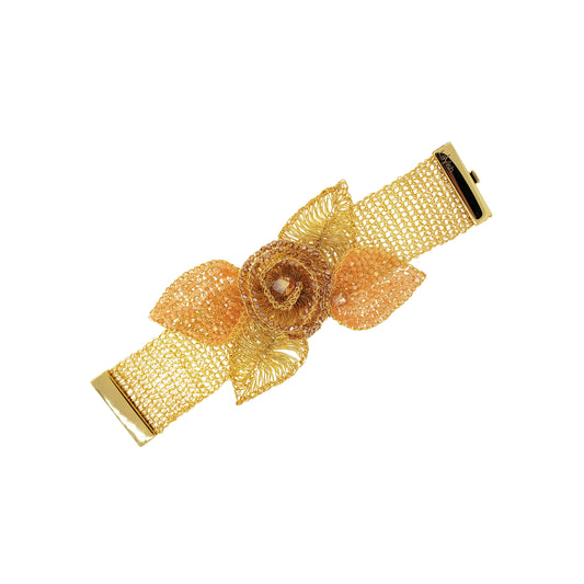 Pulseira de Crochê Maxi  Flor Laranja Sale