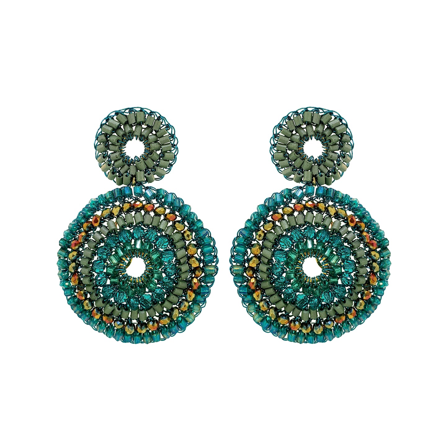 Brinco de Crochê Gia Duo Teal