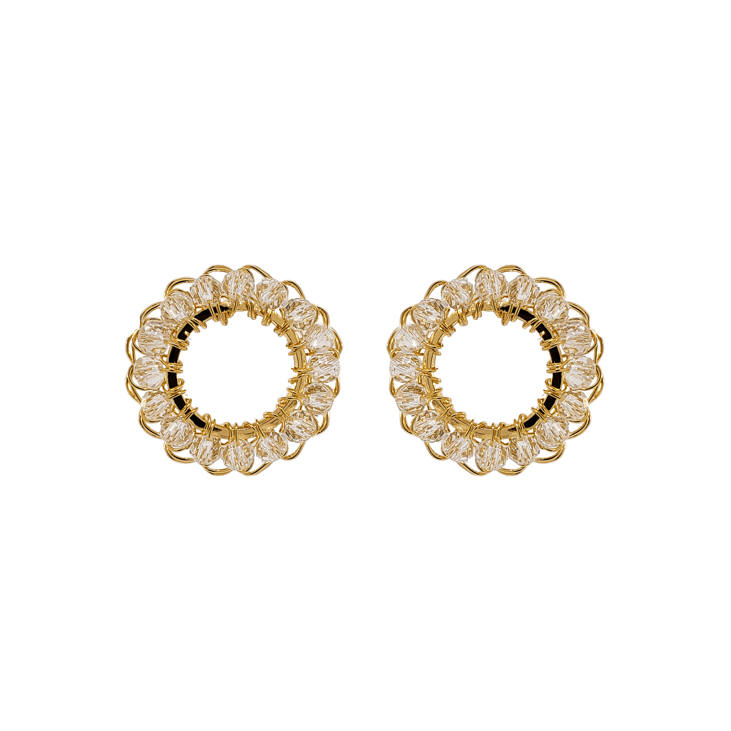 Brinco de Crochê Mini Esfera Cristal Gold