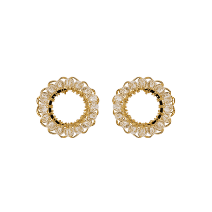 Brinco de Crochê Mini Esfera Cristal Gold