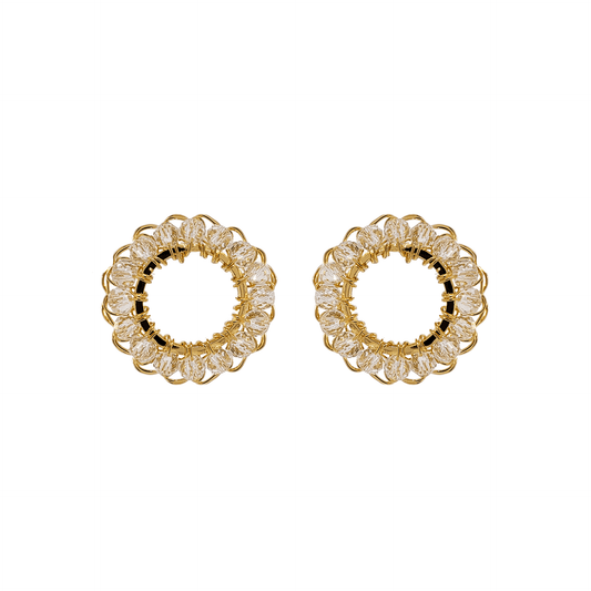Brinco de Crochê Mini Esfera Cristal Gold