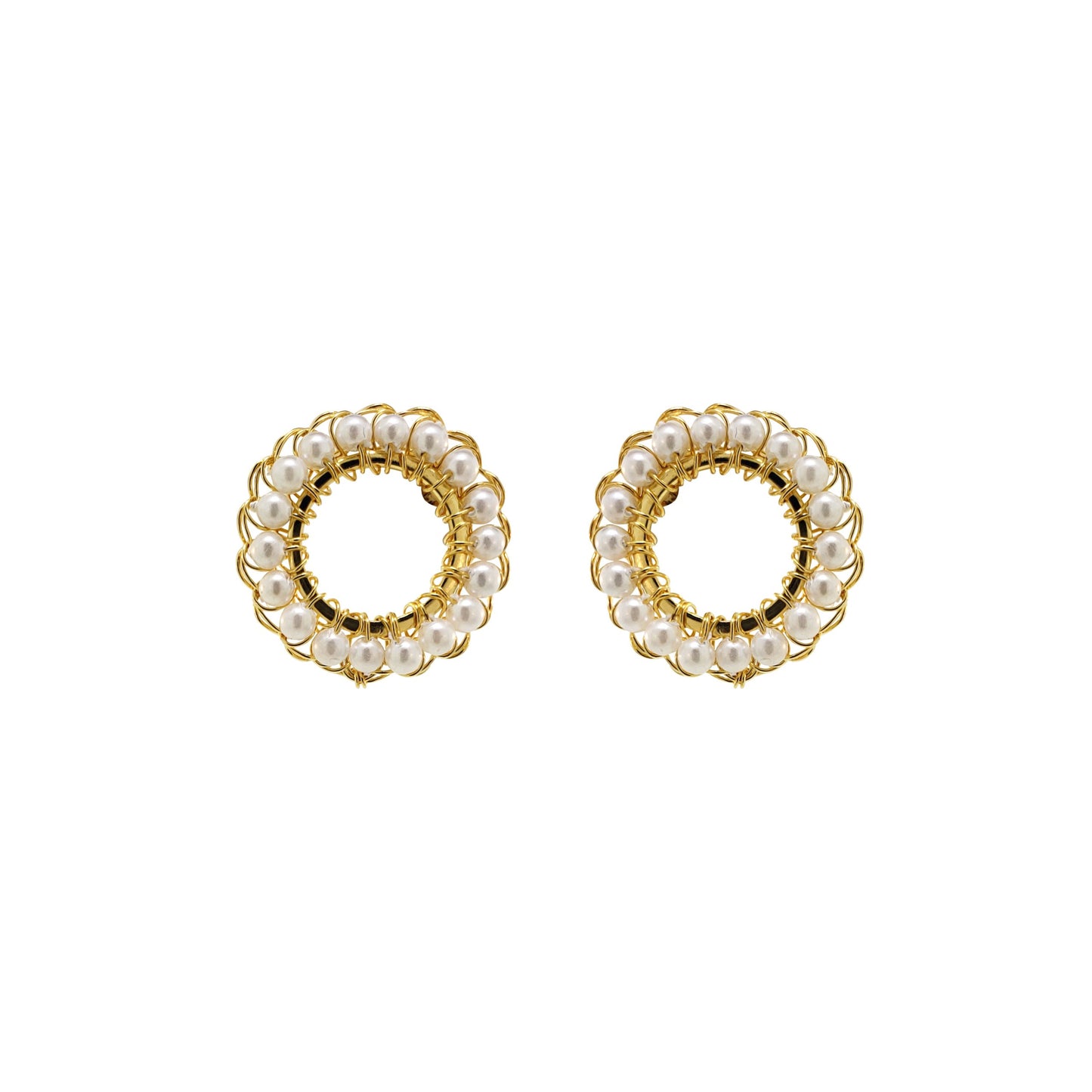 Brinco de Crochê Mini Esfera Pérola